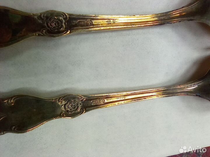 Чайные ложки мельхиор, золочение