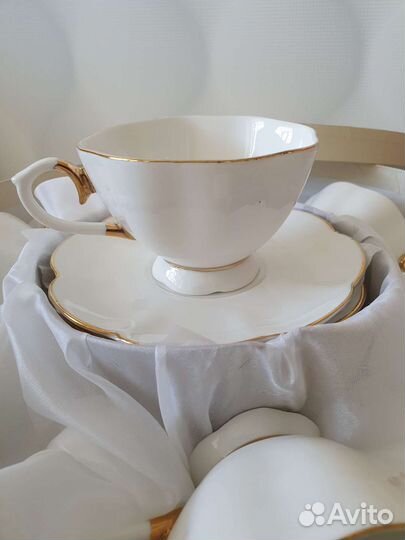 Сервиз чайный фарфоровый новый 6 перс