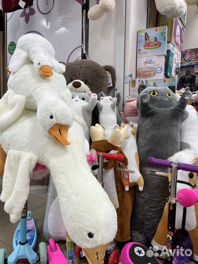 Мягкие игрушки кот батон, хаски, мишки