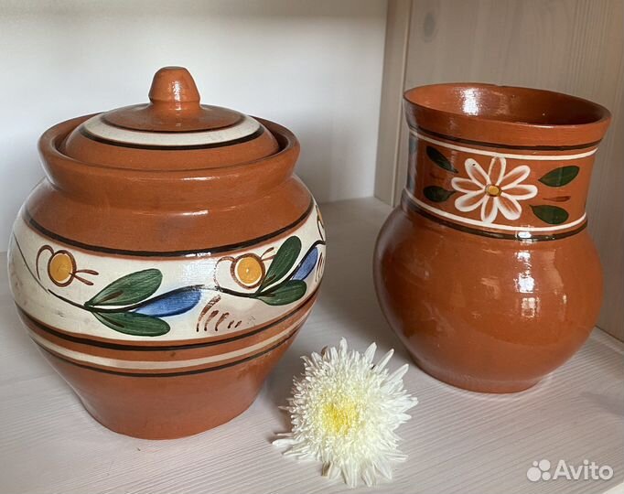 Глиняная посуда горшок крынка