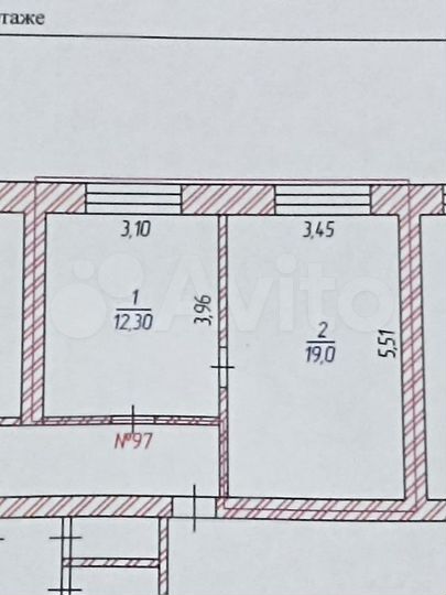 Комната 31 м² в 2-к., 4/5 эт.
