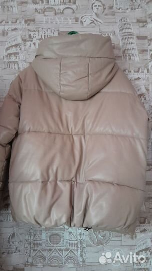 Пуховик эко кожа 44р