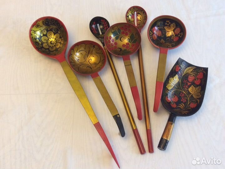 Хохлома СССР ложки черпаки половники дерево