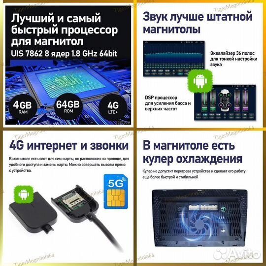 Магнитола Toyota Universal (100 на 200мм) 4/64GB