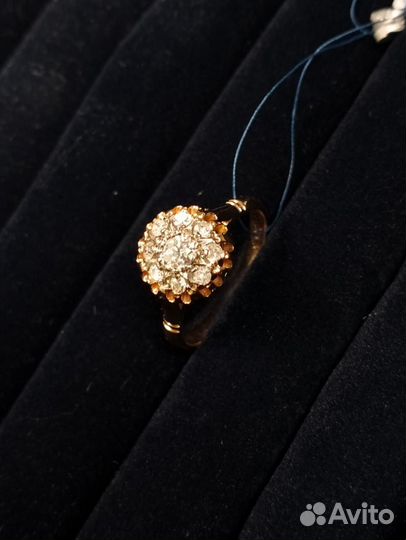 Советское кольцо с бриллиантами. Золото 583 проба
