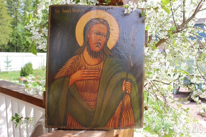 Старинная икона Иоанн Предтеча 45*36 темпера