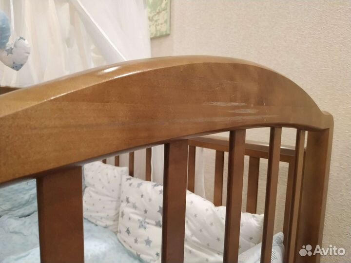 Кровать детская с маятником, матрас, бортики