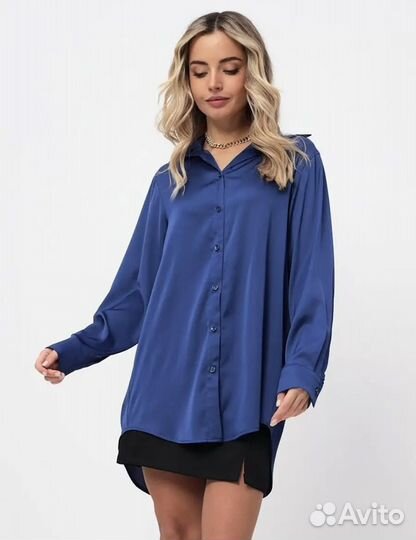 Рубашка /блуза оверсайз шелковая новая 52-58