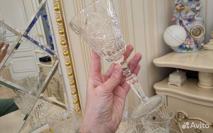 Фужеры бокалы хрусталь на фигурной ножке