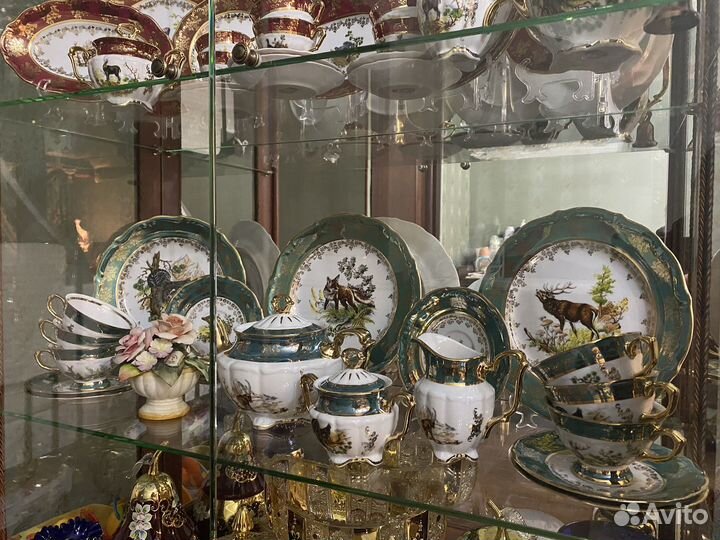 Чайный сервиз царская охота зеленый Carlsbad