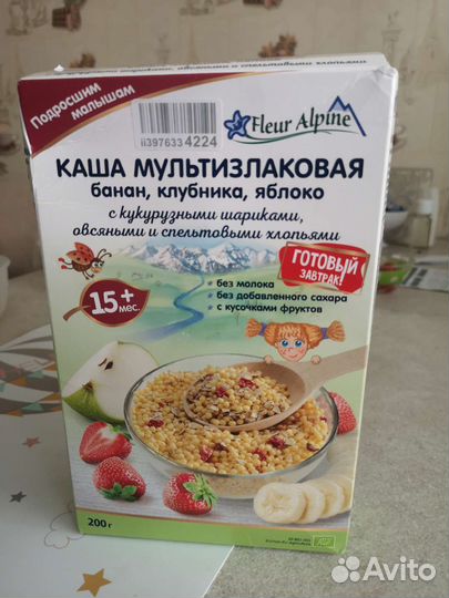 Каша мультизлаковая fleur alpine банан, клубника