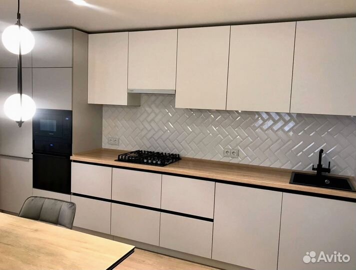 Прямая кухня с мдф фасадами