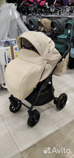 Коляска 2 в1 Nino короб+прогулка Кожа Beige