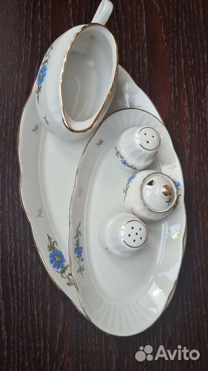 Сервиз столовый винтажный Васильки рижский фарфор