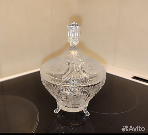 Хрустальная конфетница с крышкой СССР
