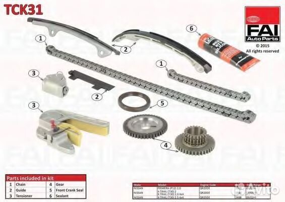 Комплект цели привода распредвала nissan avenir