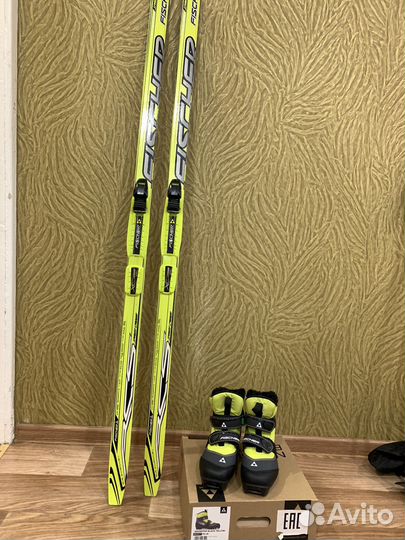 Лыжи беговые и ботинки fisher детские