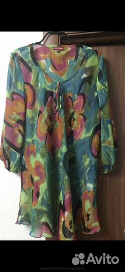 Блуза яркая летняя шелковая, новая, р. 48-50, Герм