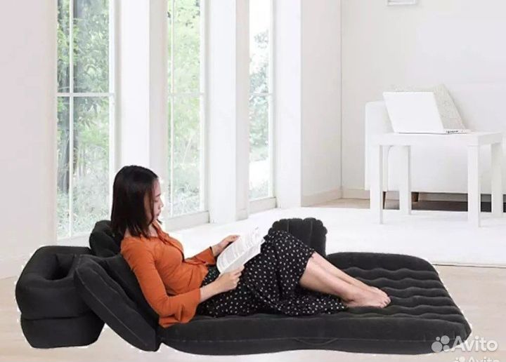 Надувной матрас в машину со спинкой с насосом 12v