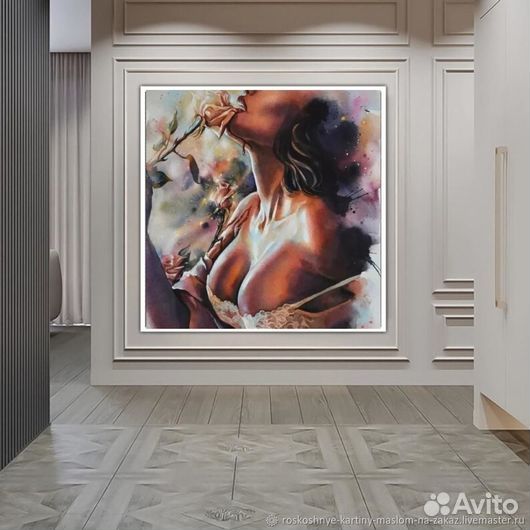 Интерьерная картина маслом девушка с розой Каталог