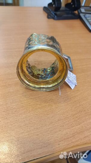 Подстаканник серебро, золото 875