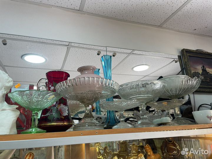 Ваза для фруктов стекло старинное