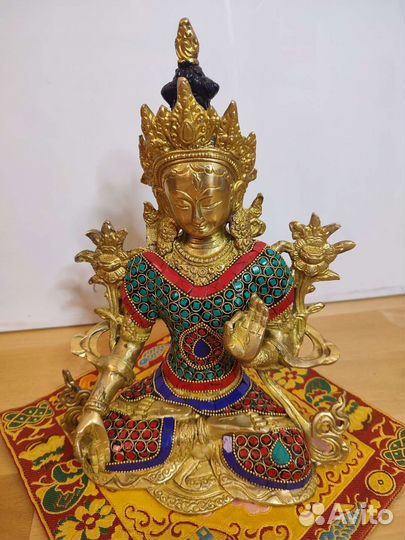 Статуэтка Белая Тара, 27 см, Непал, камни и металл