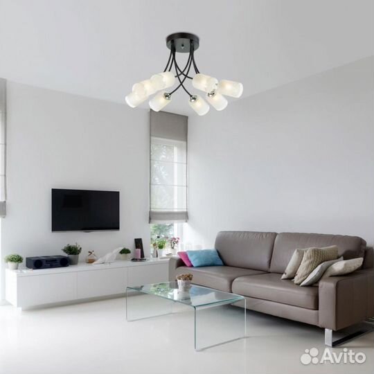 Люстра металл и стекло в спальню современная