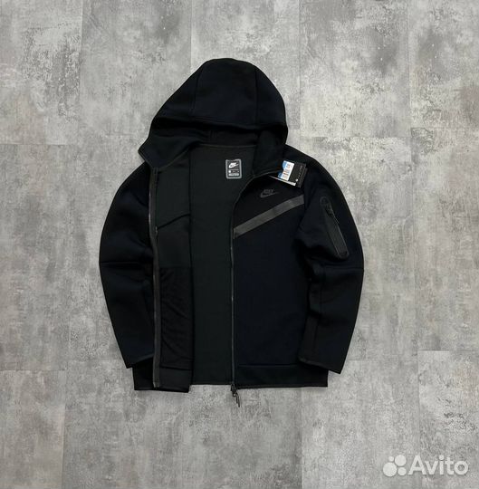 Зип худи nike tech fleece черный