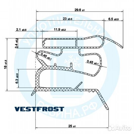 Уплотнитель холодильной камеры Vestfrost VB301