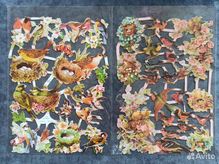 Дрезденский картонаж принты животные птицы цветы