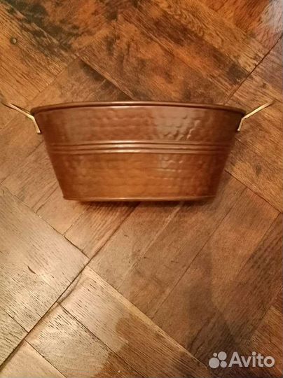 Корыто медное с латунными ручками