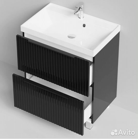 Тумба с раковиной Дольчи 70см напольный, черный