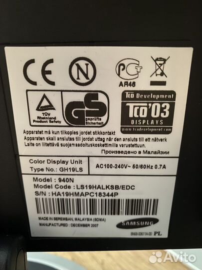 Монитор Samsung syncmaster 940n