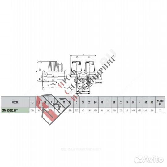 Насос DMH 60/360.80 T PN10 3х230-400В/50 Гц DAB 50