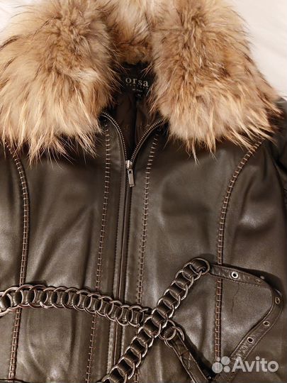 Куртка кожаная женская утепленная orsa Италия, 44
