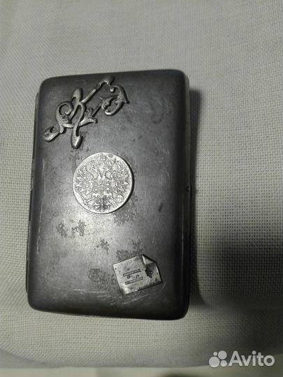 Портсигар солдатский пмв с серебряным рублем