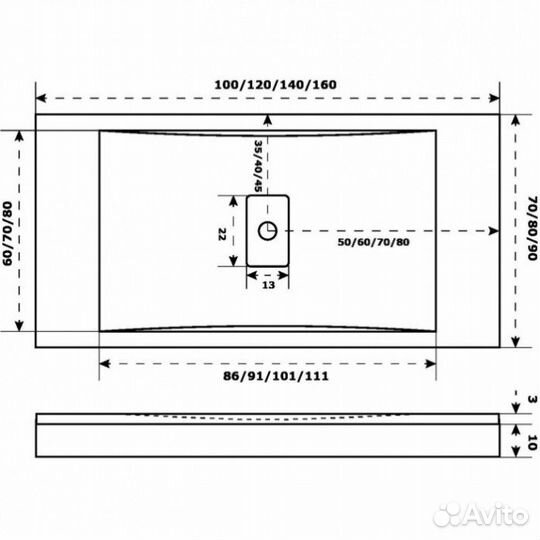 Поддон из литьевого мрамора Good Door Flow 160x80 см графит