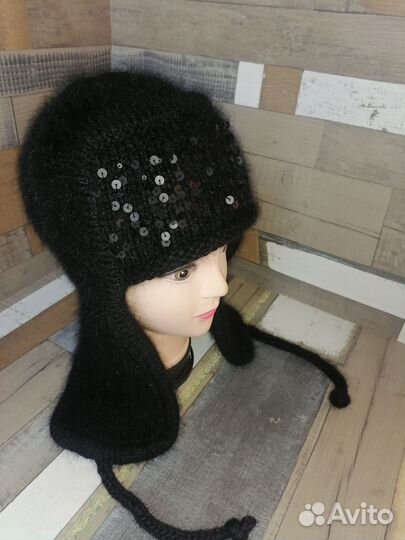 Шапка ушанка женская вязаная