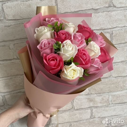 Букет из 15 мыльных роз