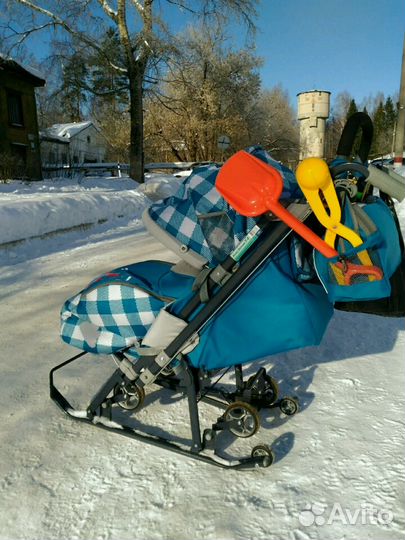 Санки коляска Ника Детям 7-4,капри в клетку