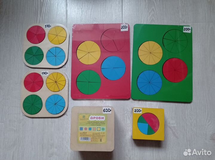 Развивающие игры из дерева Буквы Цифры Дроби