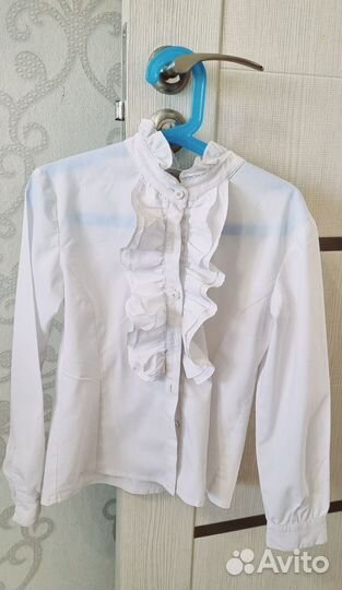 Блузка (рубашка)белая школьная 128-134р