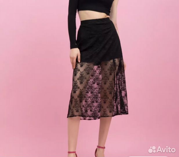 Юбка кружевная черная