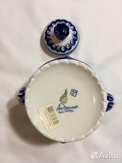 Новая сахарница Лебедь Гжель оригинал