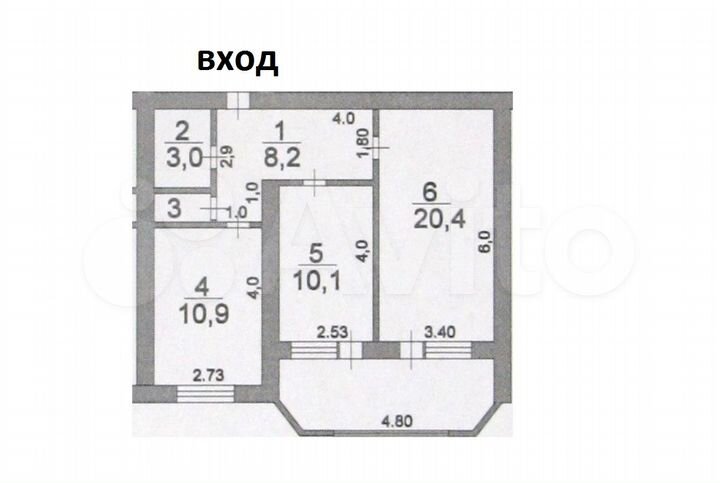 2-к. квартира, 54 м², 2/5 эт.