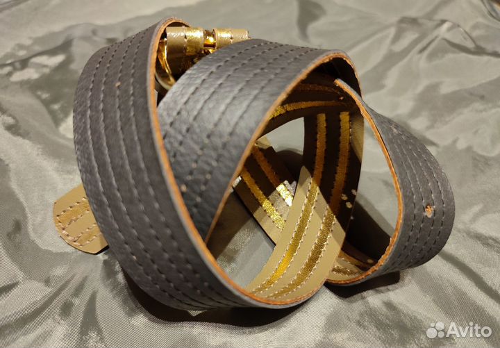 Италия ремень пояс винтаж кожа с золотом
