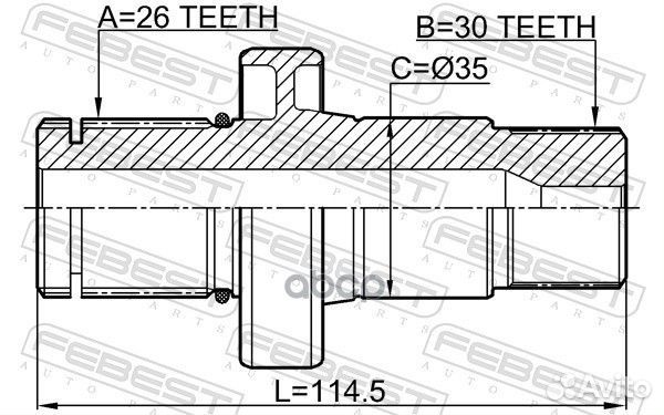 Полуось левая 30X114.5X26 подходит для volkswag