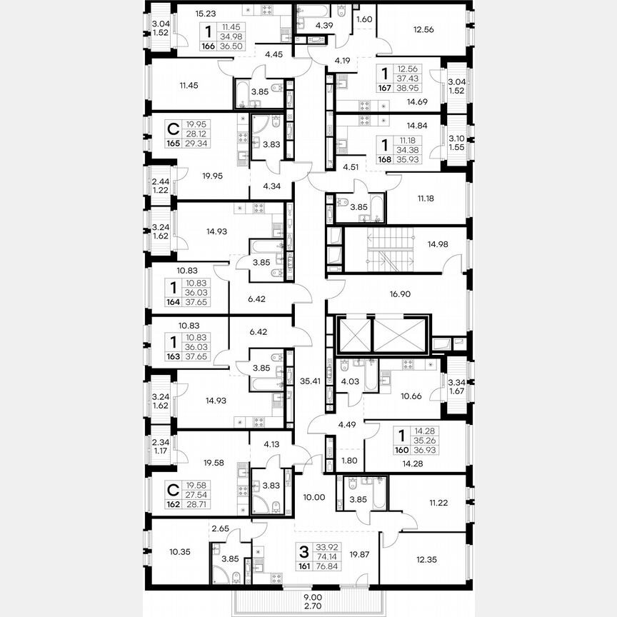 1-к. квартира, 39 м², 3/15 эт.