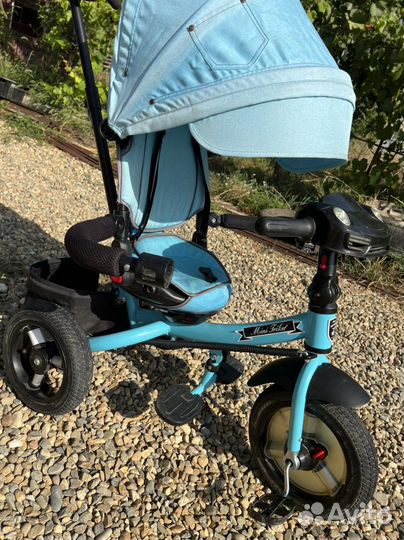 Детский трехкол велосипед с ручкой и муз.панелью